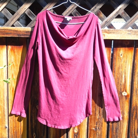 C&C California Burgandy cowel neck shirt - Picture 2 of 6